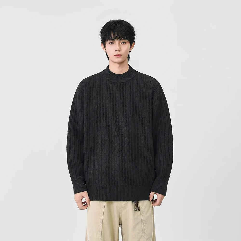 Cozy Ribbed Solid Color Mock Neck Sweater