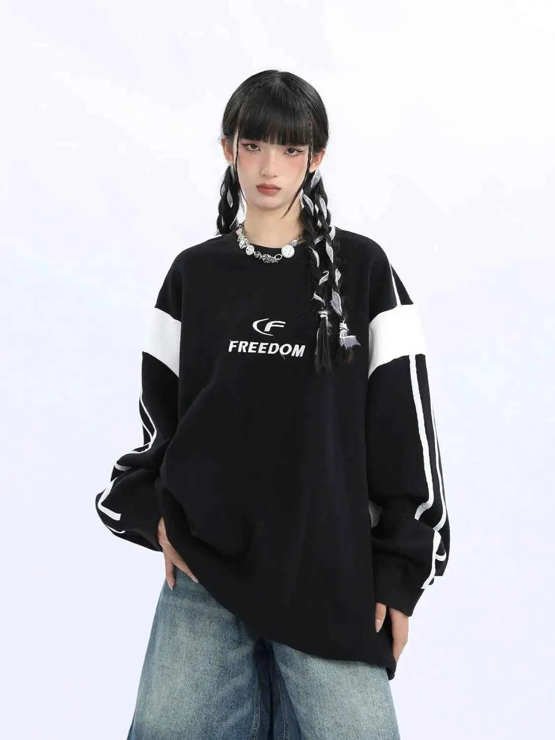 American Style Hip Hop Loose Print Sweathirt
