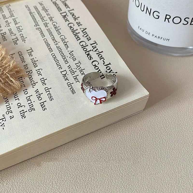 Sweet Heart Red Bow Rings