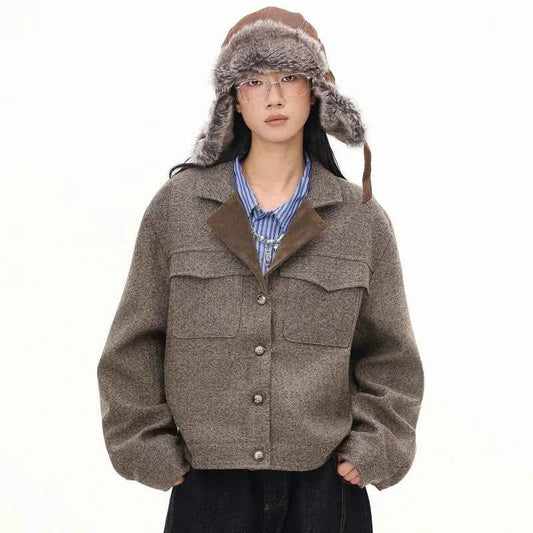 Women Oversize Elegant Cropped Trench Jacket