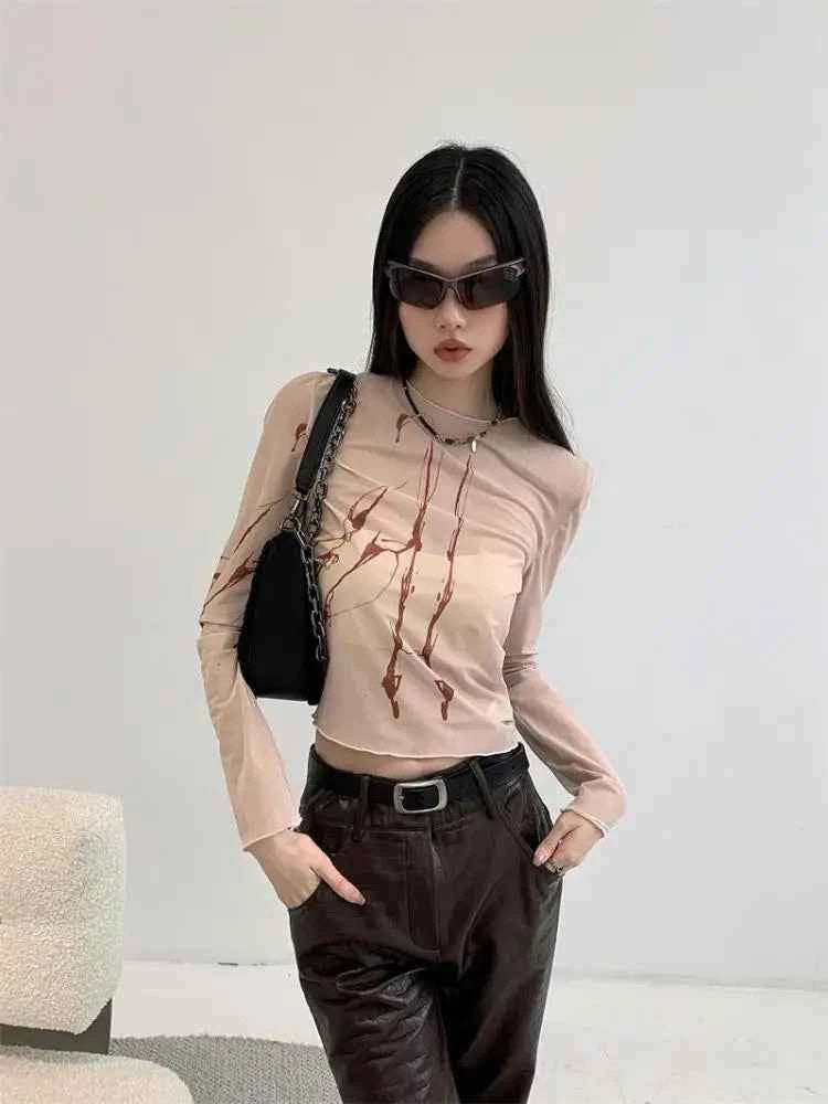 Women Reversible Mesh Sleeve T-Shirt