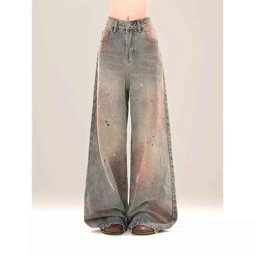 Women Vintage Gradient Wide Leg Jeans