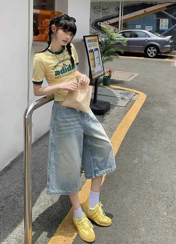 Retro Wide Leg Baggy Denim Jorts