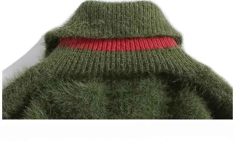 Christmas Contrast Color Lapel Knitwear Sweater