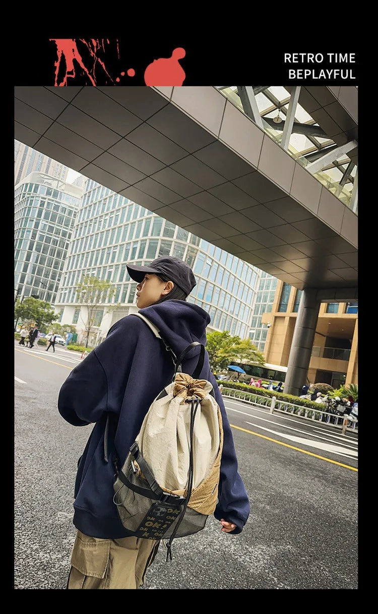 Two Tone Drawstring Backpack