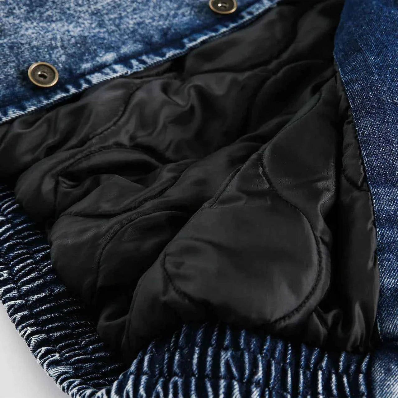 Y2K Thick Winter Patchwork Denim Jacket