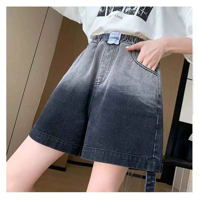 Women Black Cool High Waist Denim Short