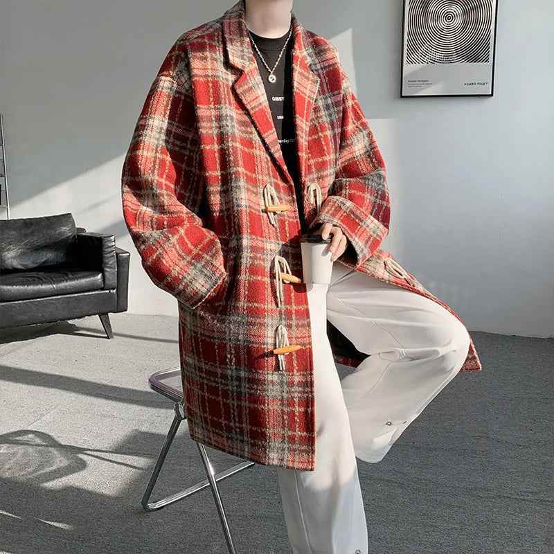 Plaid Mid-Length Single Breasted Coat