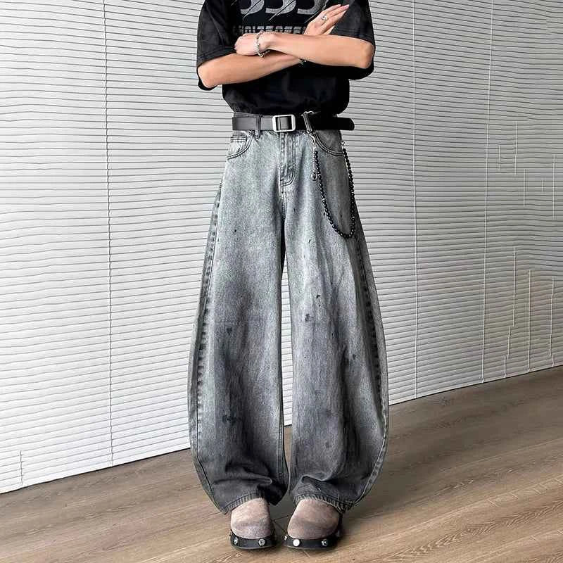 Plush Korean Style Gradient Wide Leg Jeans
