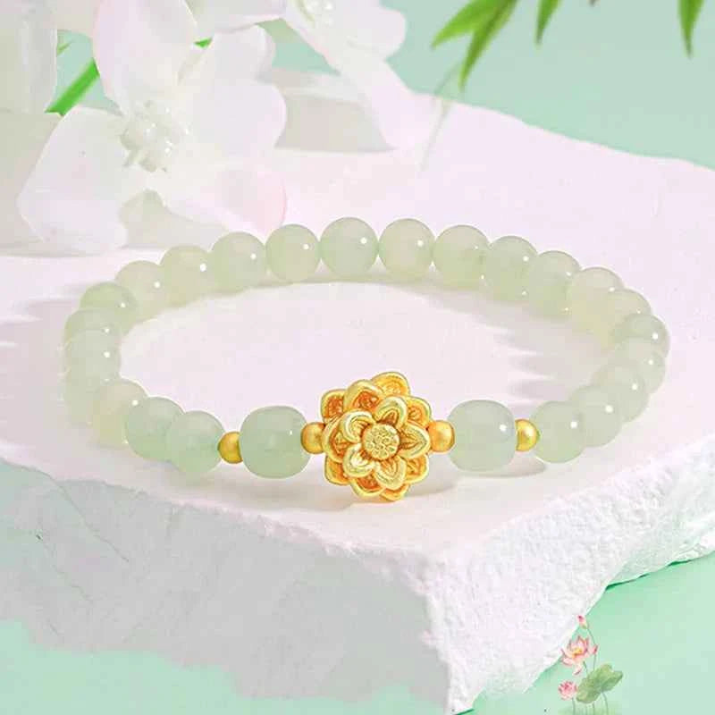 Luxurious Gold Plated Lotus Flower Bracelet
