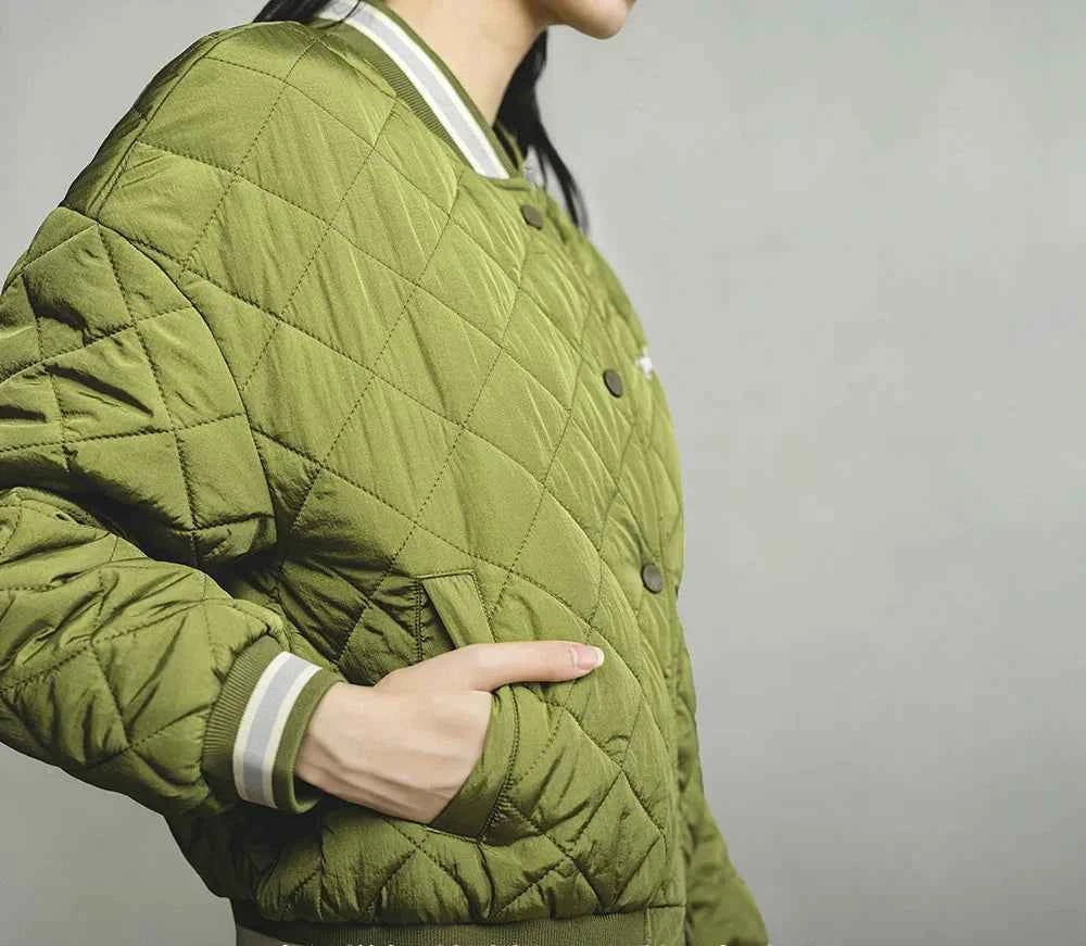 Retro Green Diamond Quilted Padded Jacket