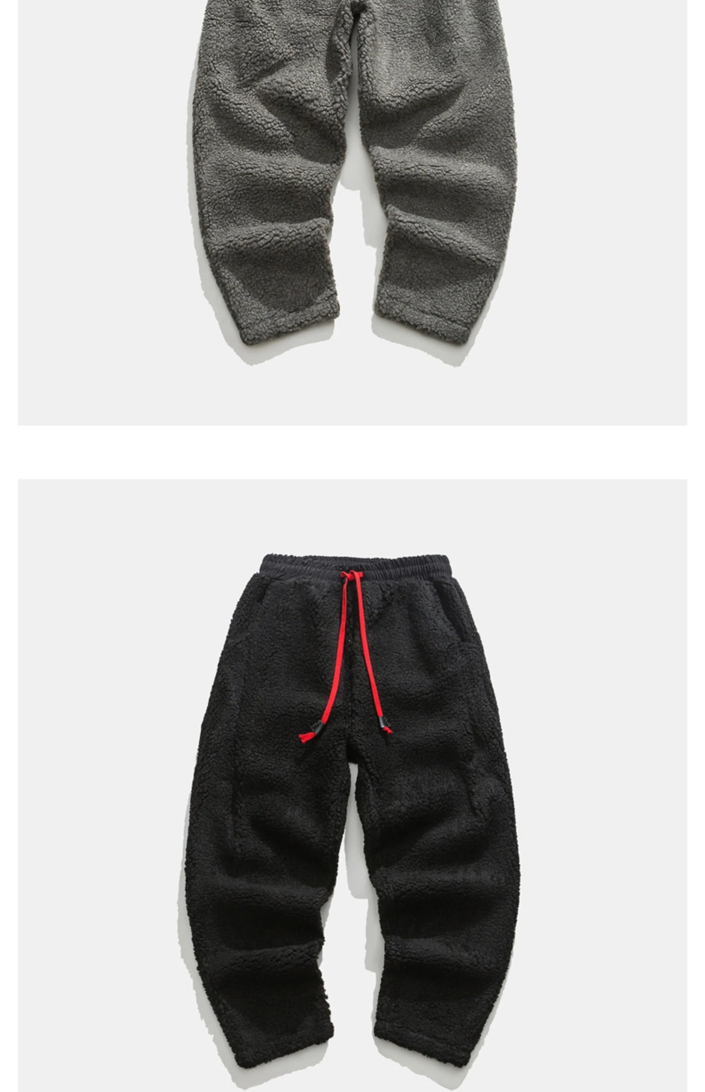 Solid Color Drawstring Fleece Pants