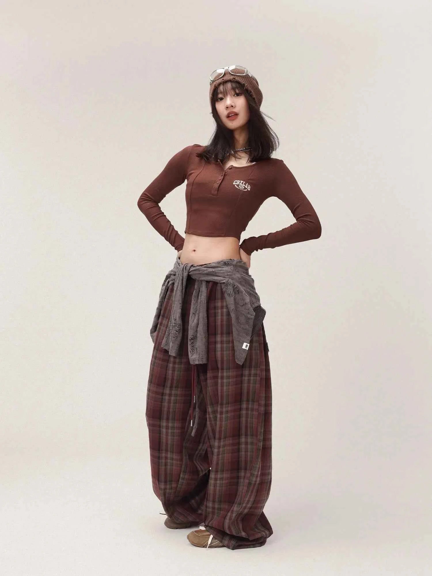 Vintage Red Checkered Work Pants
