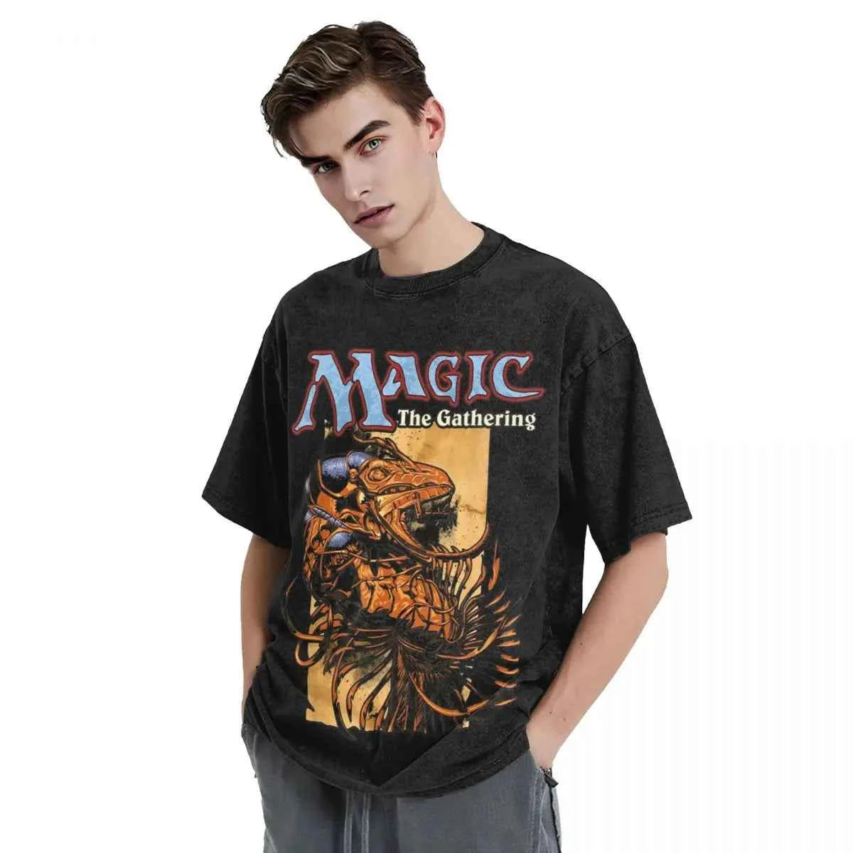 Vintage Washed Monster Desk Cotton T-Shirt