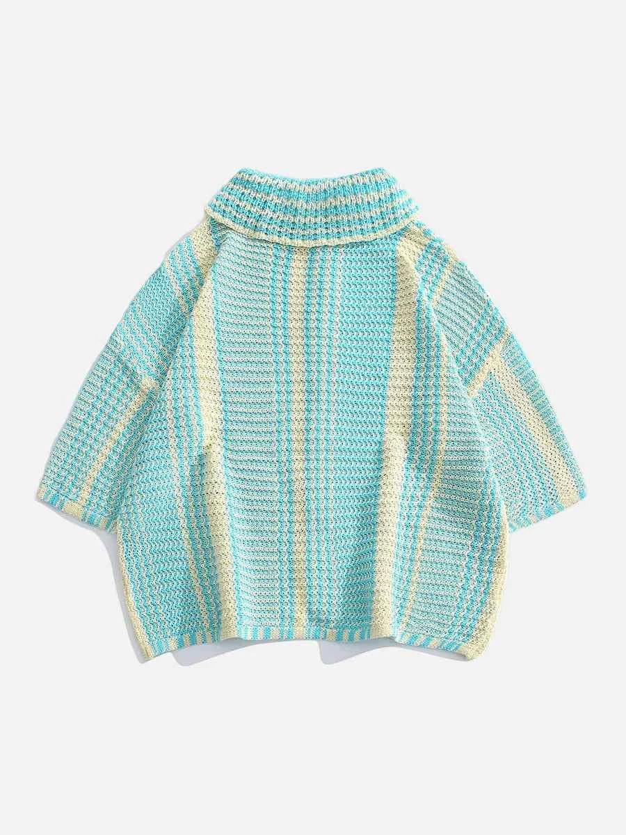 Y2K Colorful Hollow Lapel Knitted Casual Cardigan