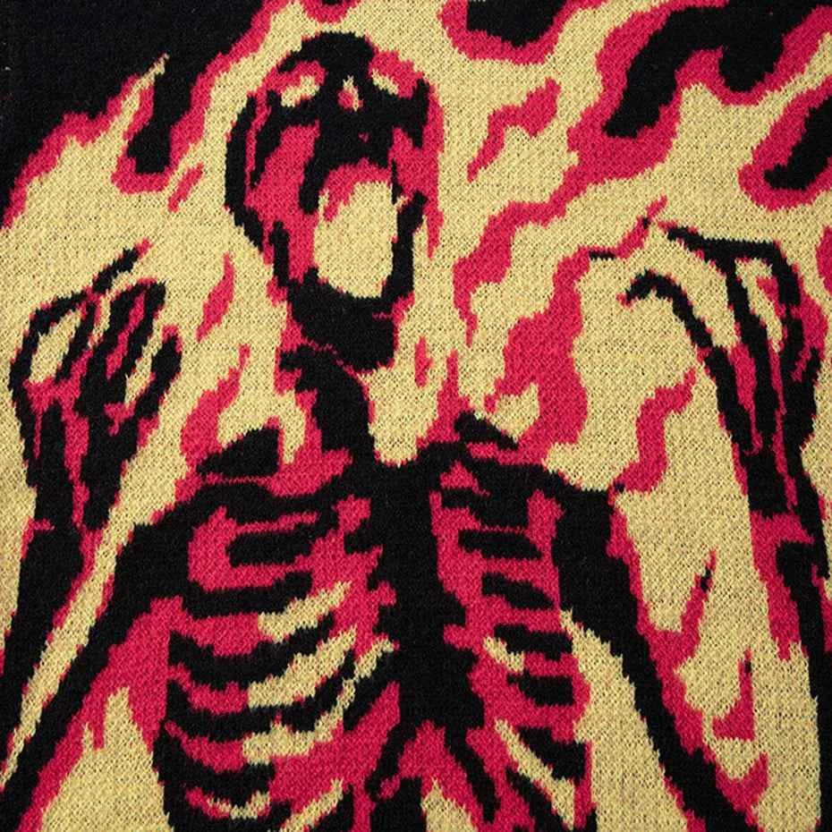 Trendy Skulls Graphic Oversized Knit Sweater