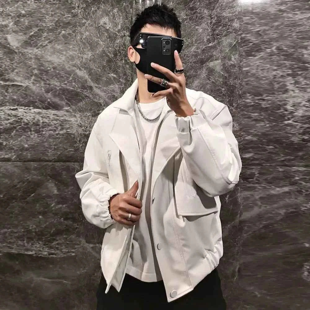 Solid Color Autumn Flight Leather Jacket