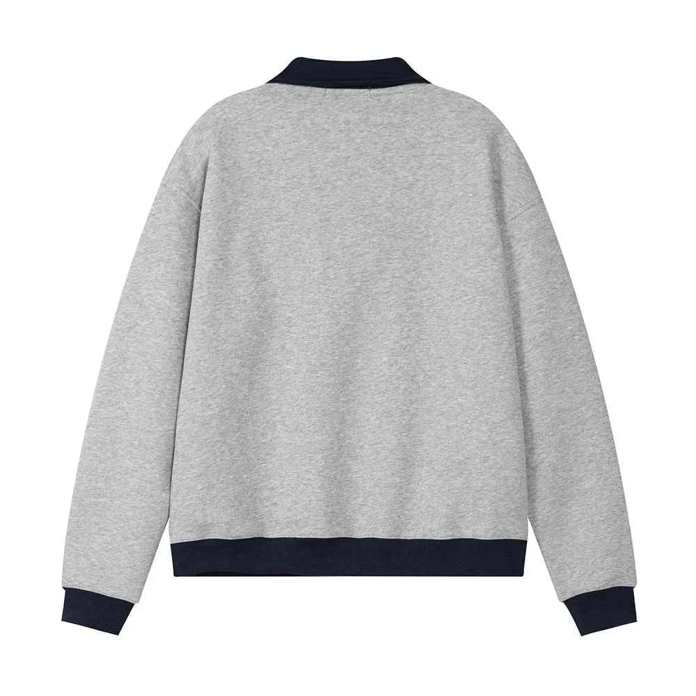 Y2K Loose Letter Embroidery Turn-Down Collar Sweatshirt