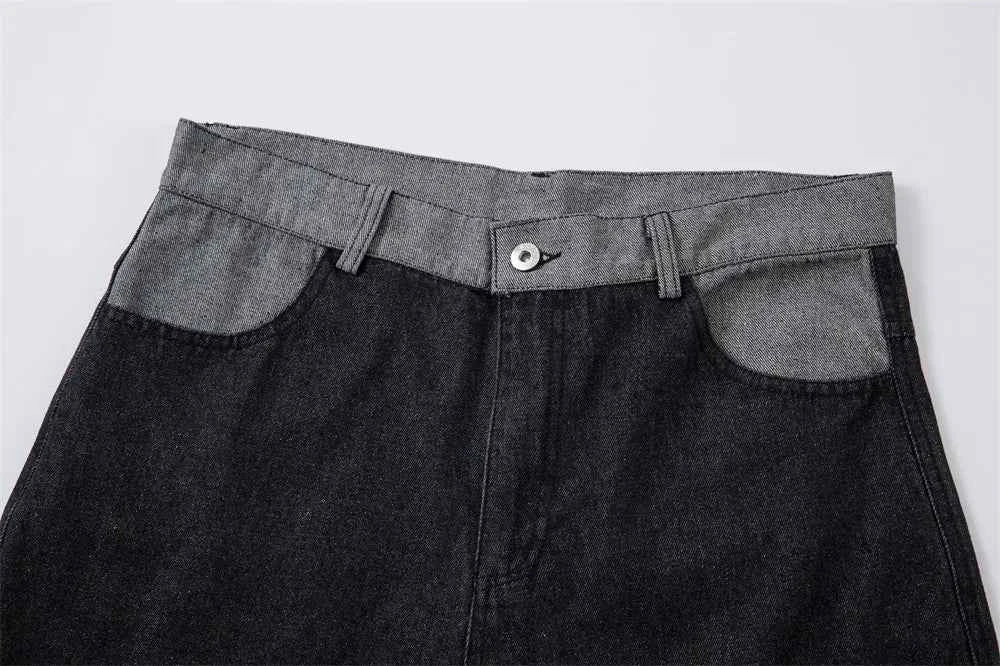 Vintage Distressed Wide Leg Denim Cargo Jeans
