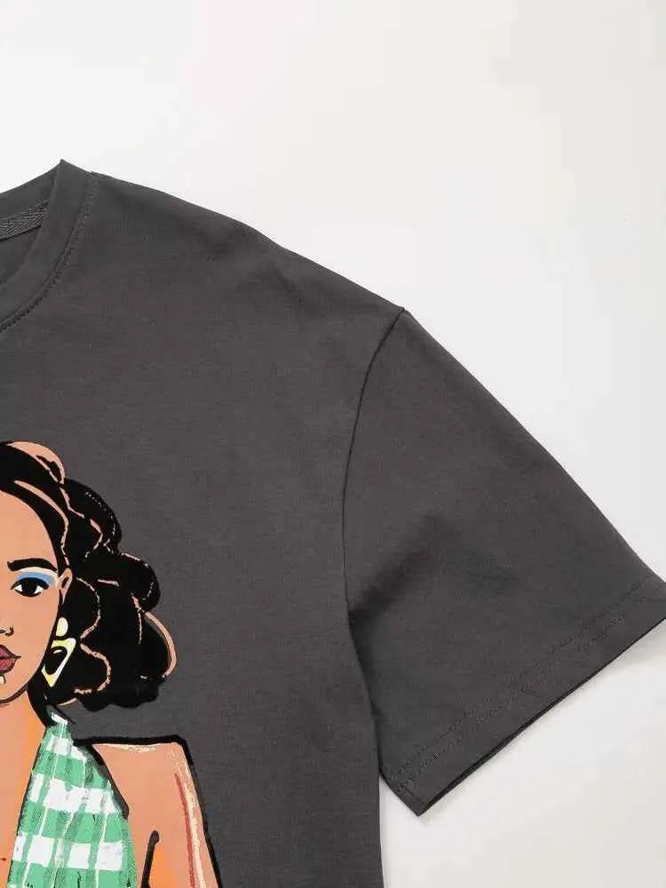 Stylish Gray Cotton Print T-Shirt