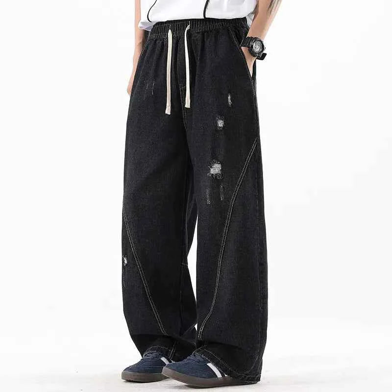 Durable Loose Wide Leg Washed Denim Jeans