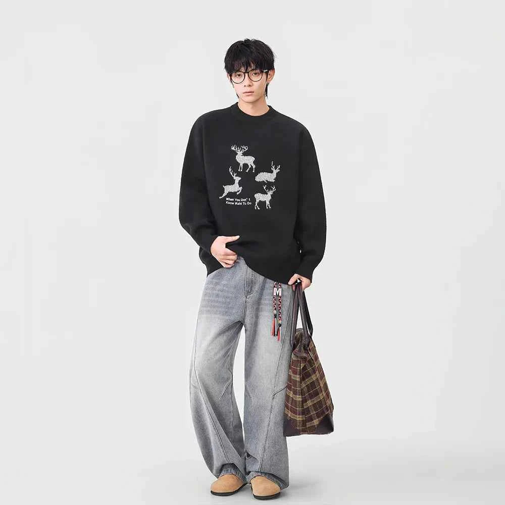 Comfortabl Deer Santa Print Sweater