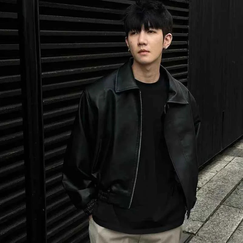 Trendy Loose Zipper PU Leather Motorcycle Jacket