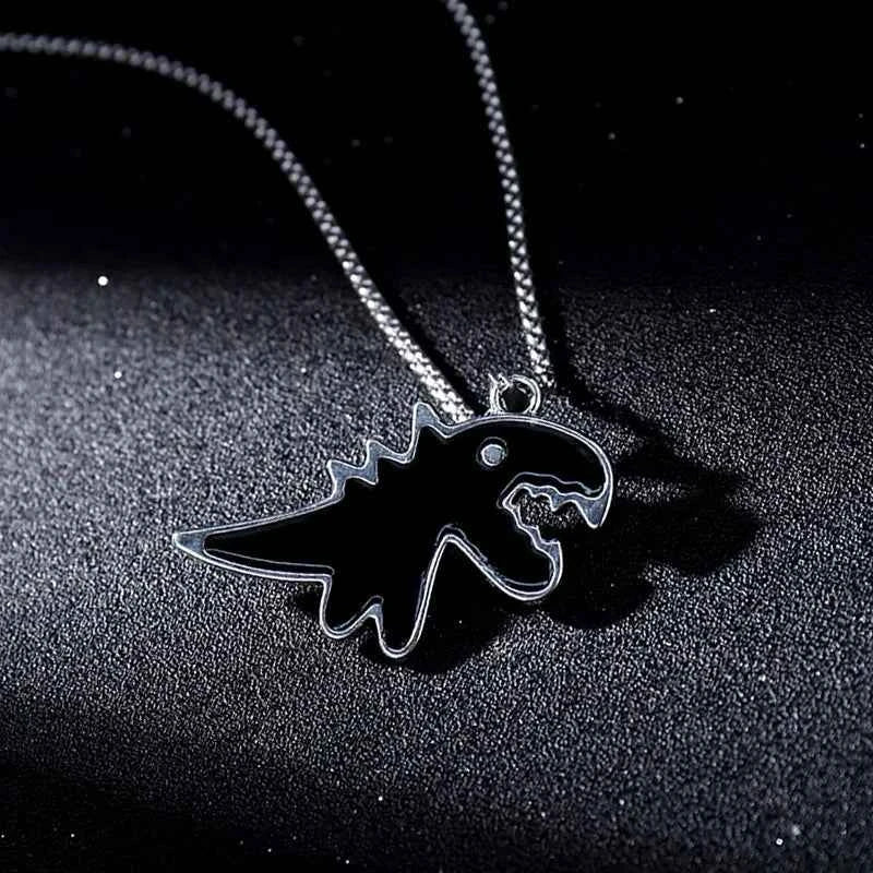 Black Cartoon Dinosaur Pendant Necklaces