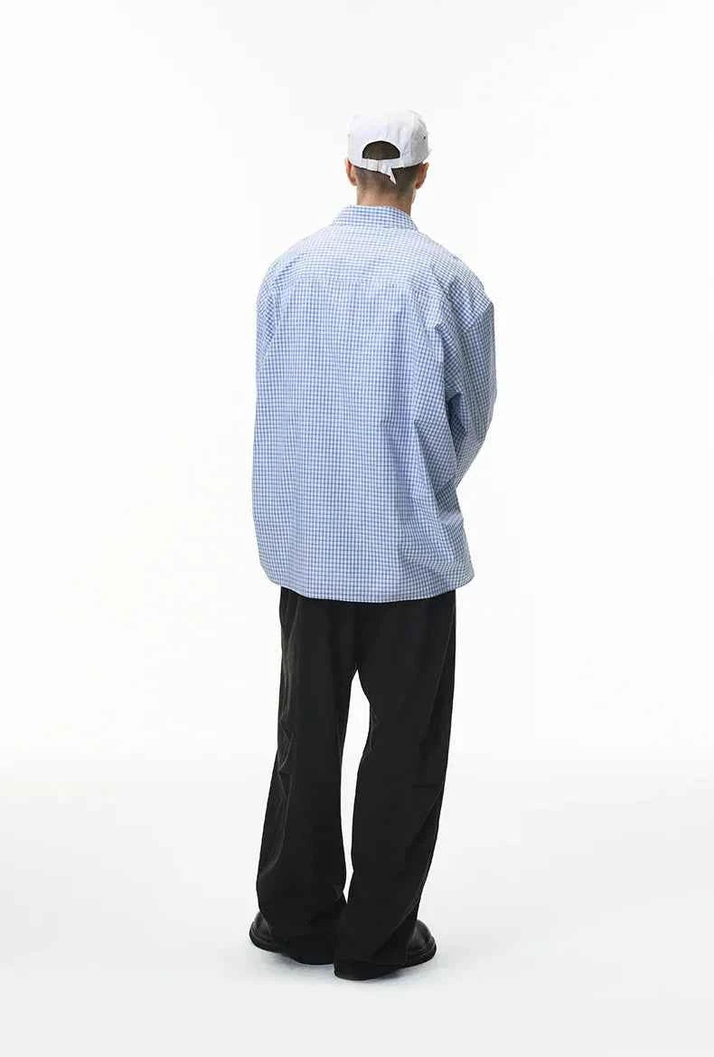 Essential Checkered Pleated Cotton Long Sleeve Shirt