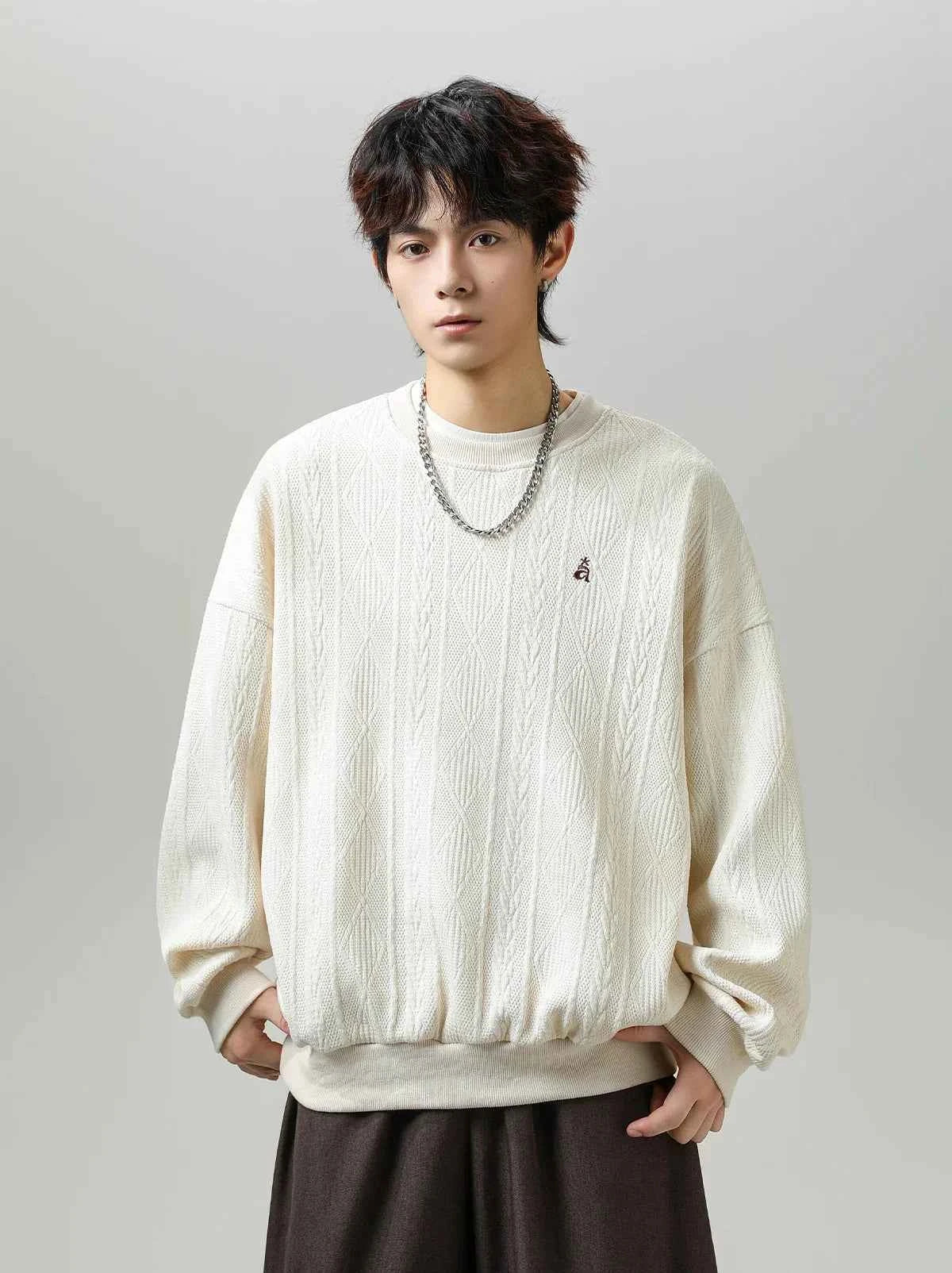 Embroidery Color Block Letter crewneck Sweatshirt