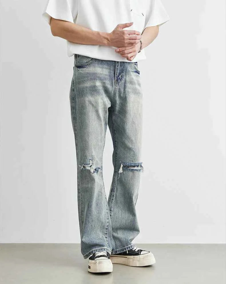 Men's Broken Copper Washed American Retro Jeans