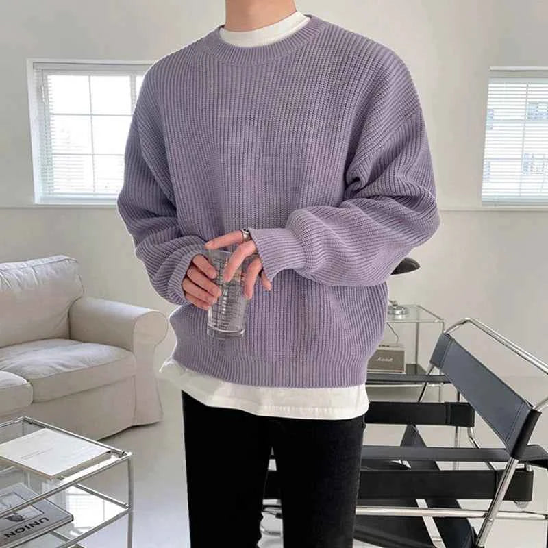 Casual Comfort Luxury Knitted Solid Color Pullover Sweater