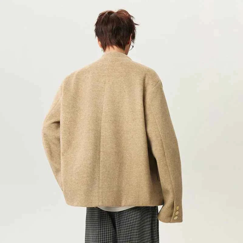 Essential Stand Collar Woolen Loose Jacket