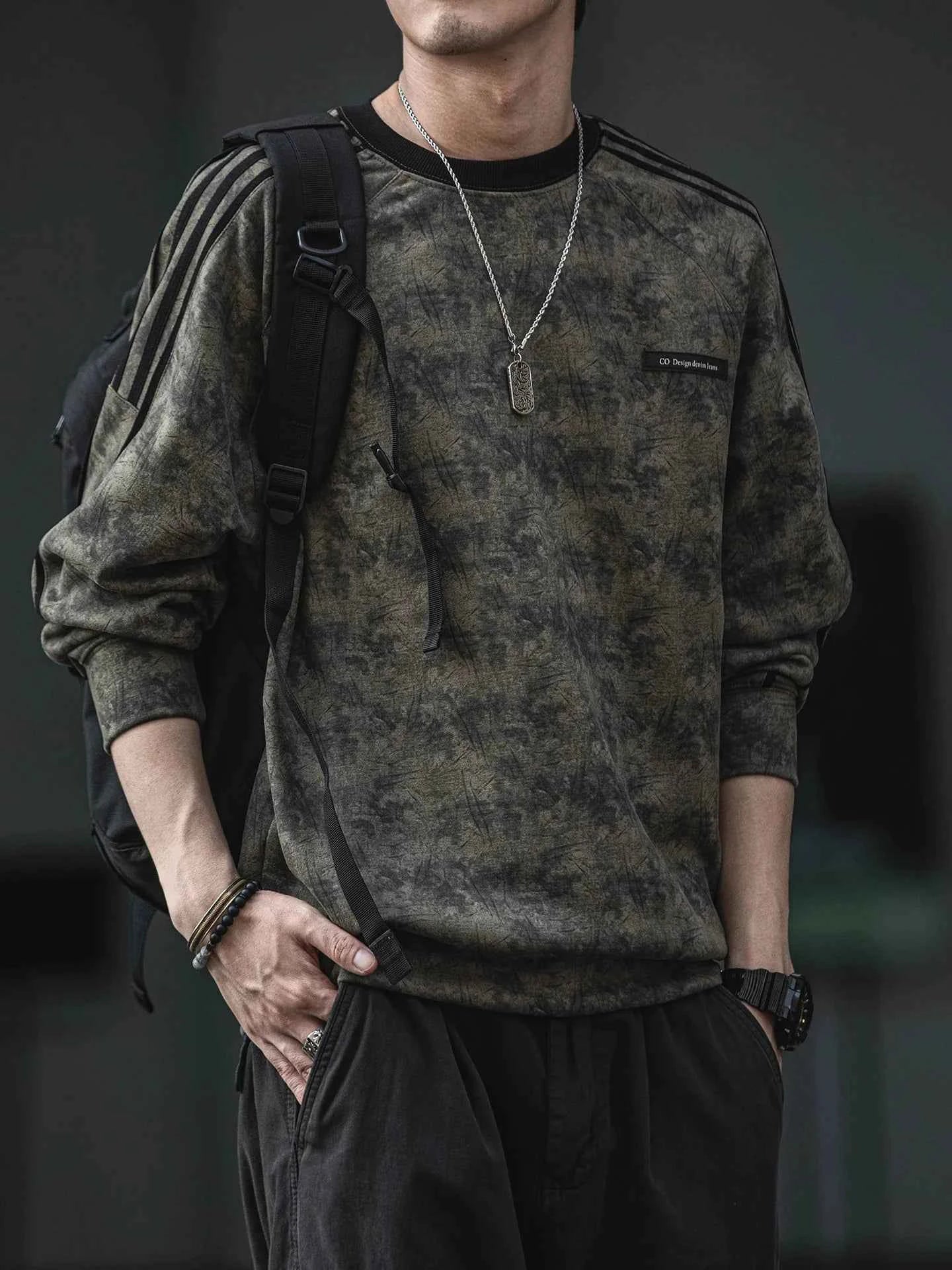 Streetwear Suede Striped Sport Sweatshirt
