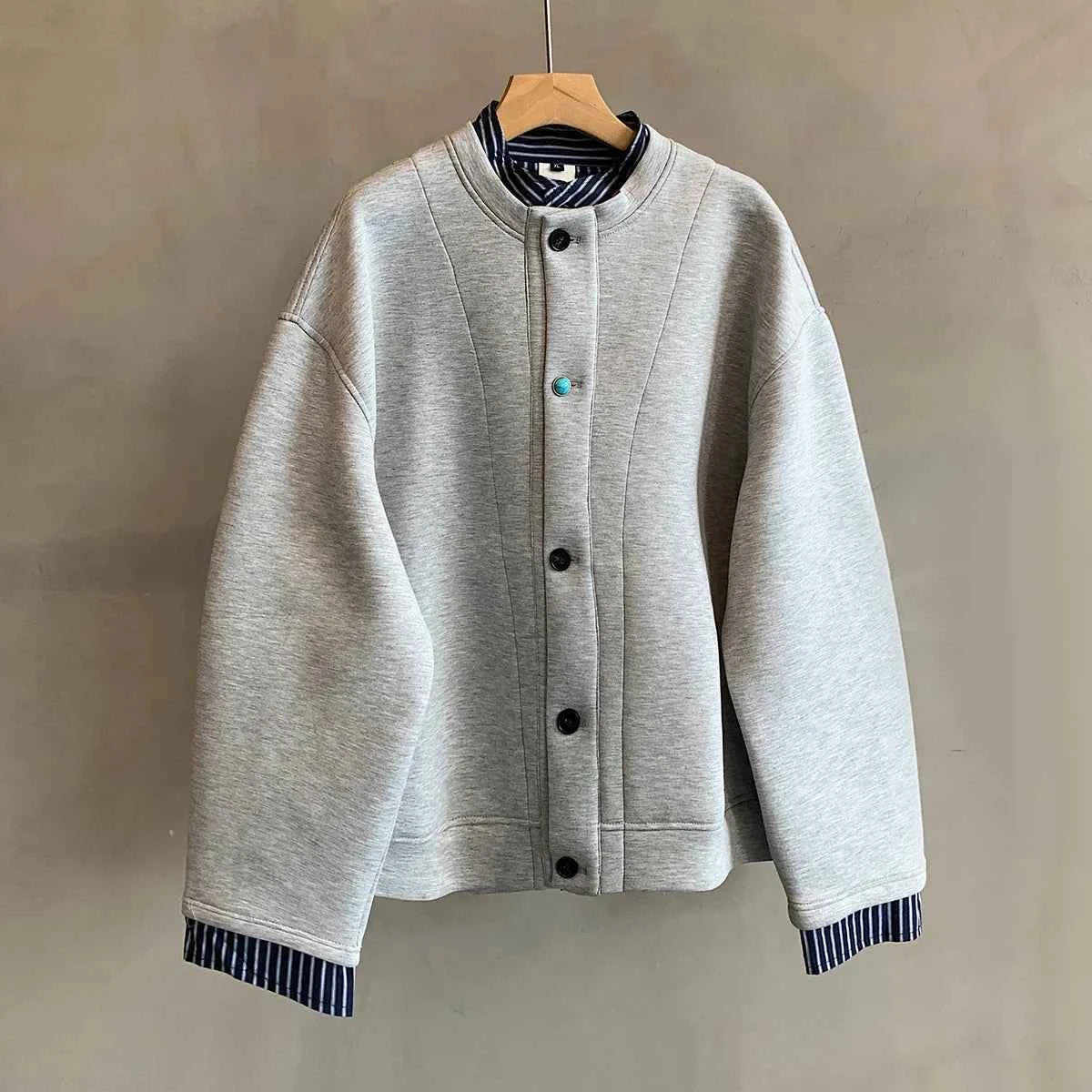 Trendy Fake Two-Piece Open Front Sweatshirt