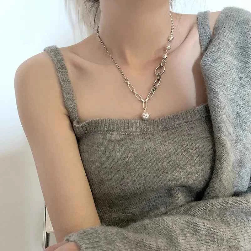 Geometric Asymmetric Sterling Silver Necklace