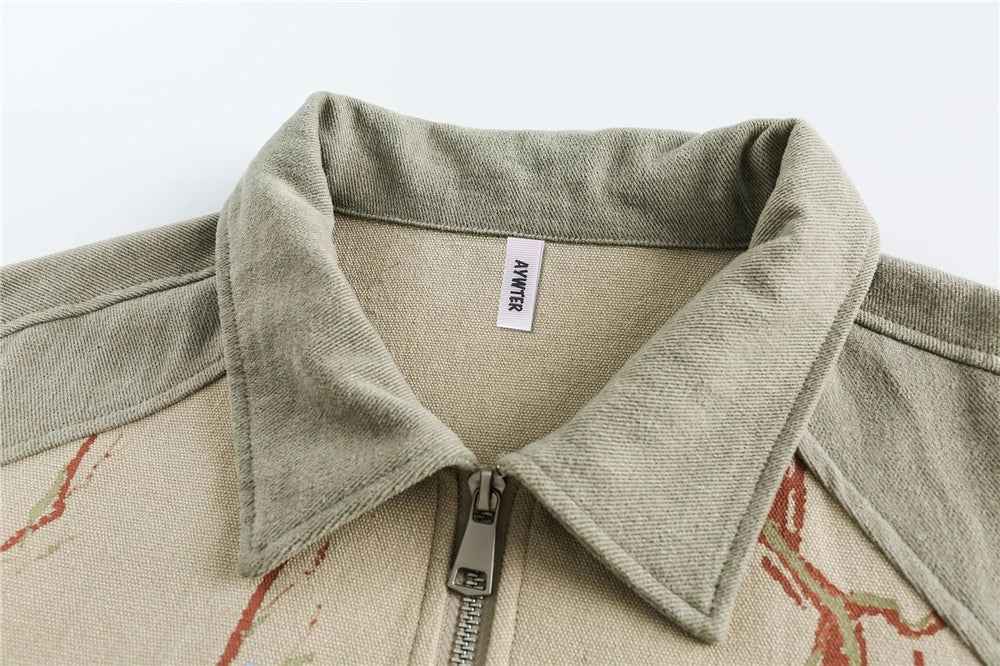 Breathable Chines Style Oversized Patchwork Denim Jacket
