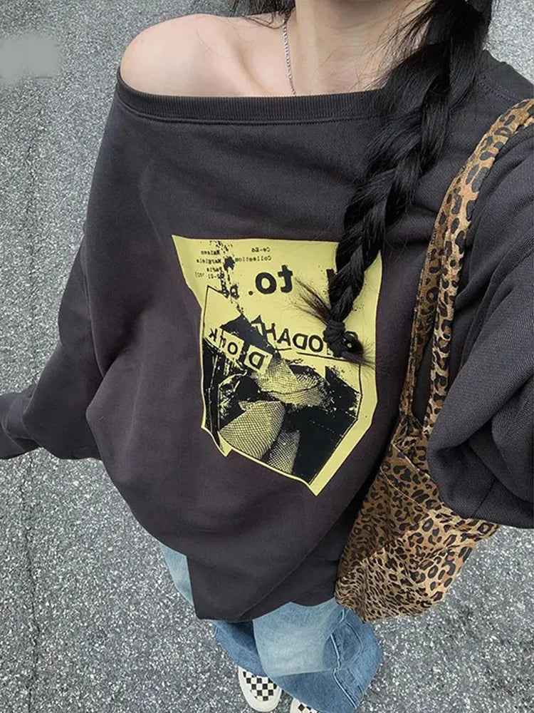 Vintage Oversized Hip Hop Cotton Print Sweatshirt