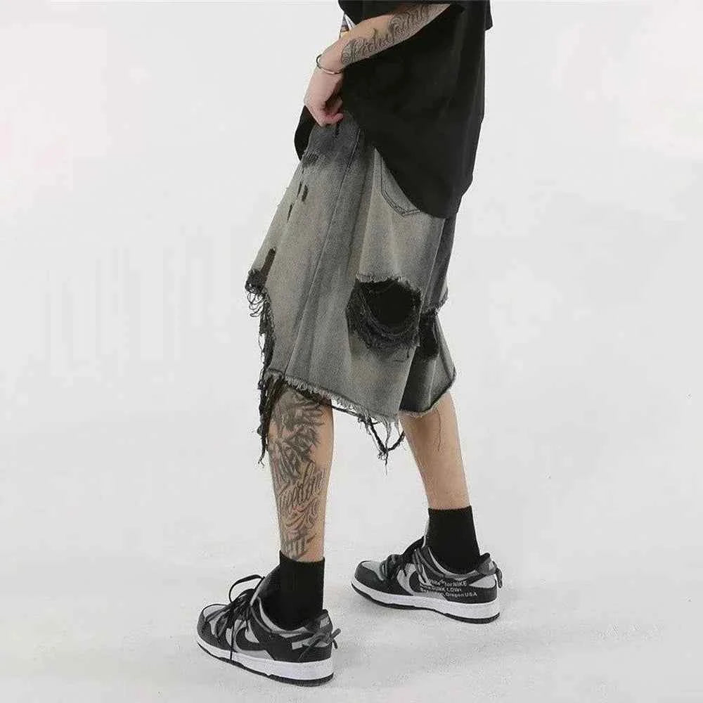 Featherlight Ripped Washed Retro Denim Jorts
