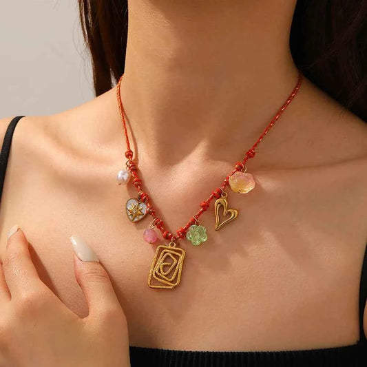 Golden Heart Crystal Pendant Necklace