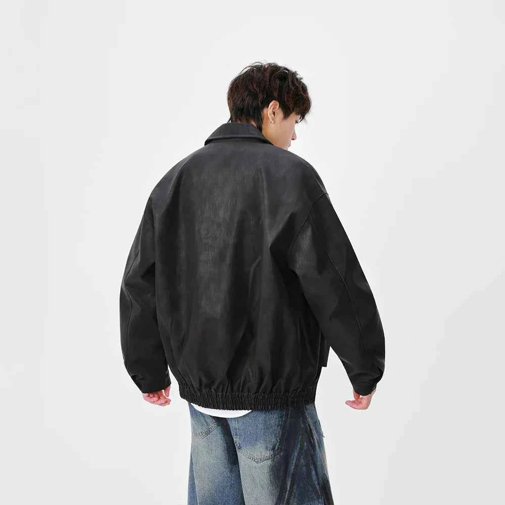 Insulated Faux Leather Loose Fit Jacket