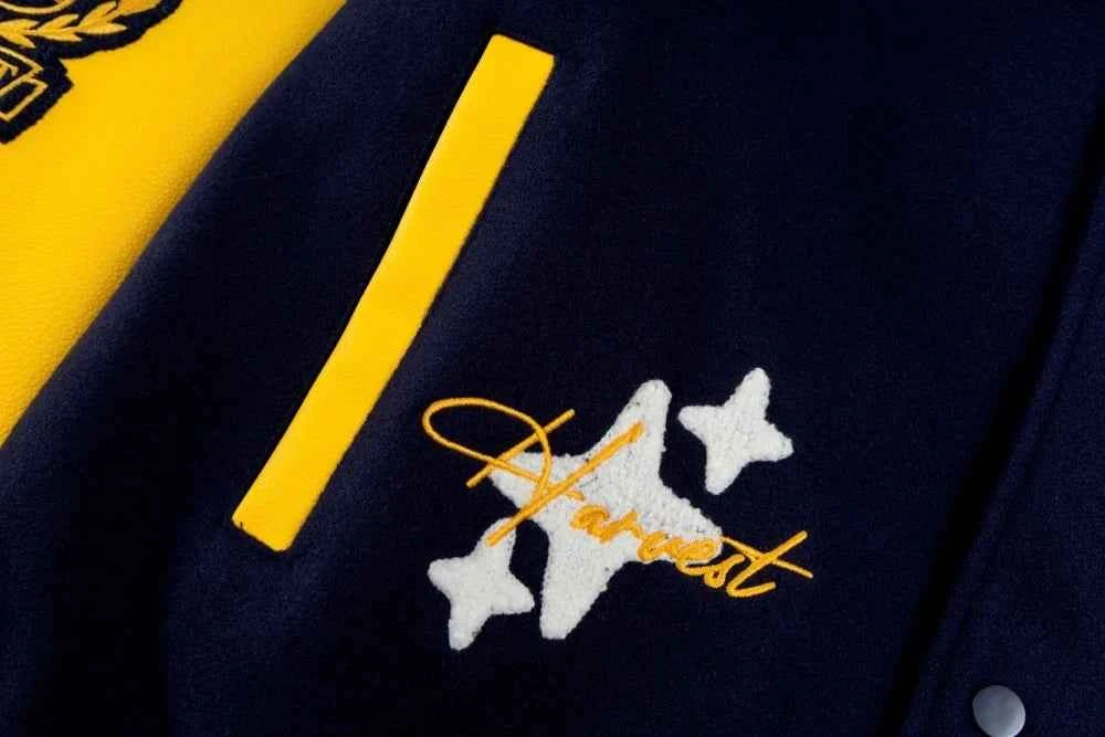 Casual Badge Single Breasted Embroidery Varsity Jacket