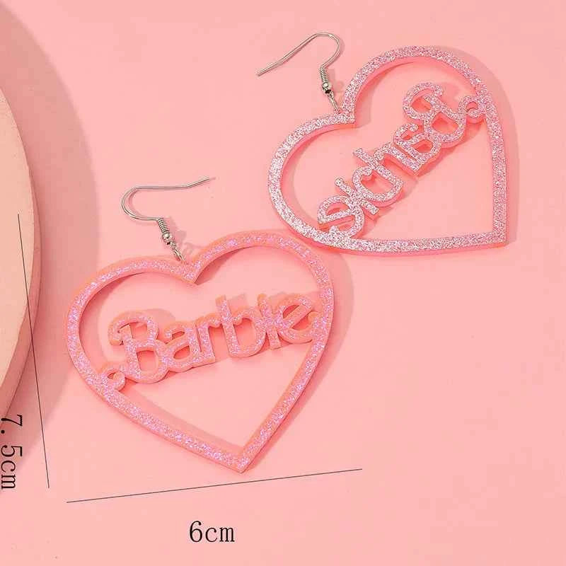Luxury Creative Acrylic Barbie Heart Earrings