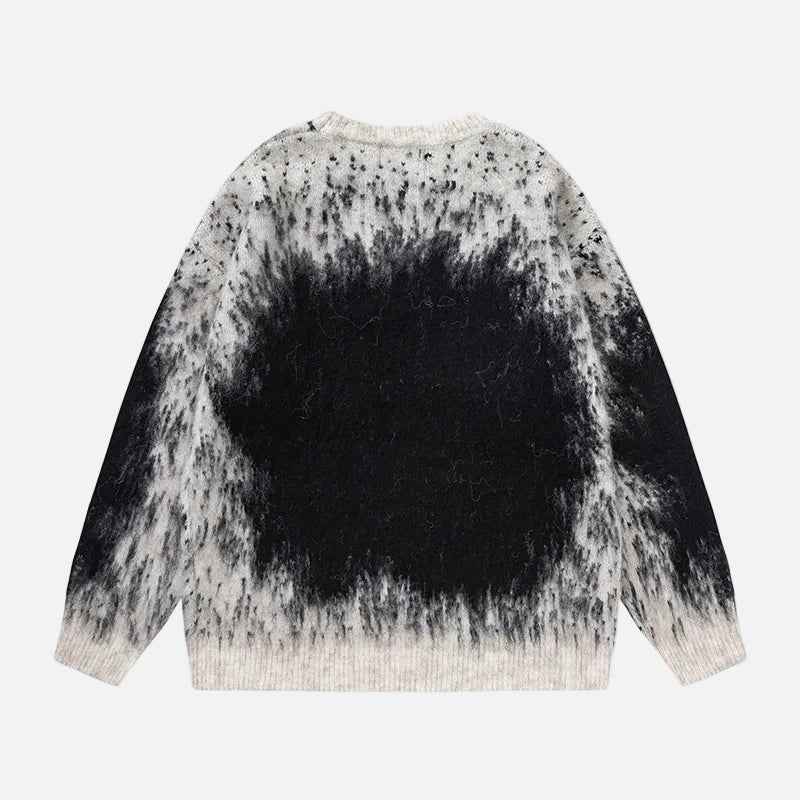 Streetwear Gradient Ombre Fuzzy Knit Sweater