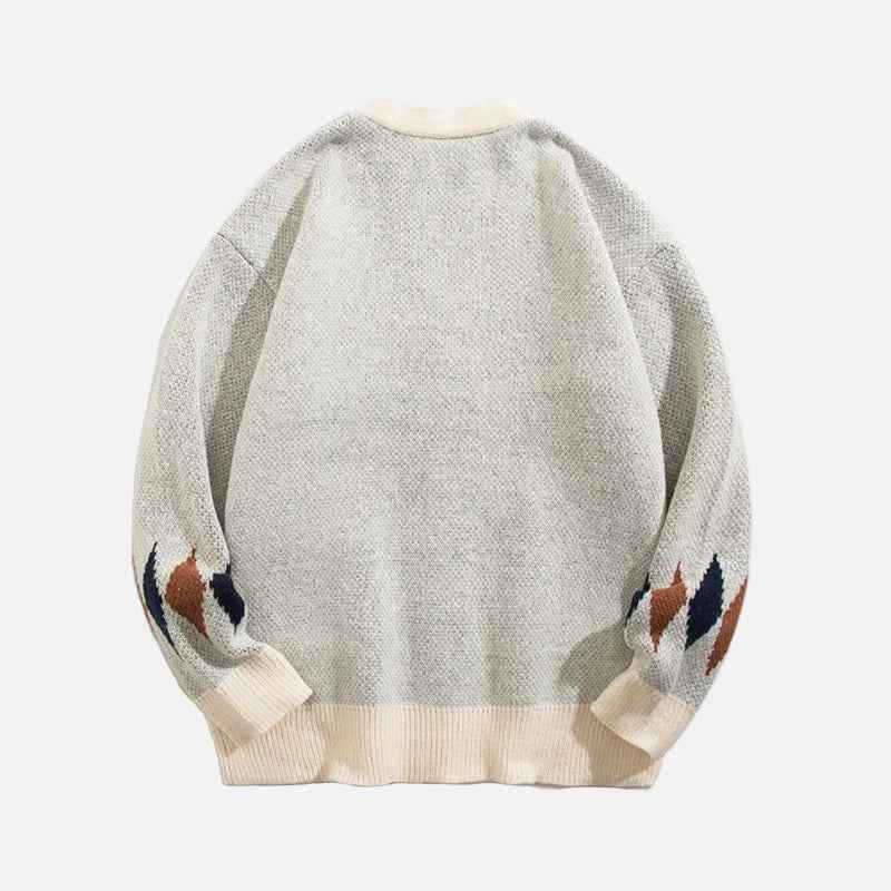 Colorful Grid Splicing V-Neck Classic Cardigan
