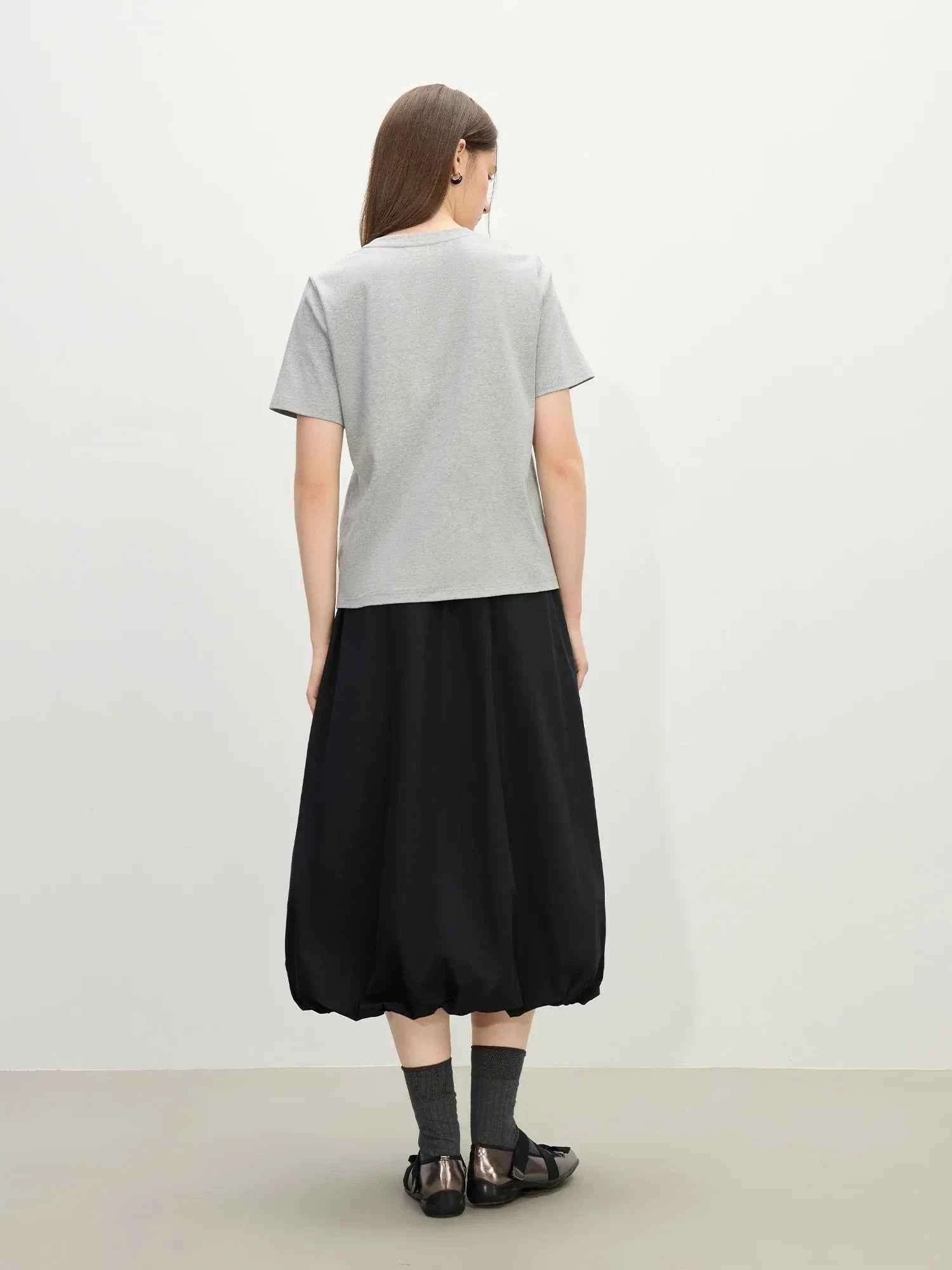 Chic Minimalist Pure Cotton Short-Sleeved T-Shirt