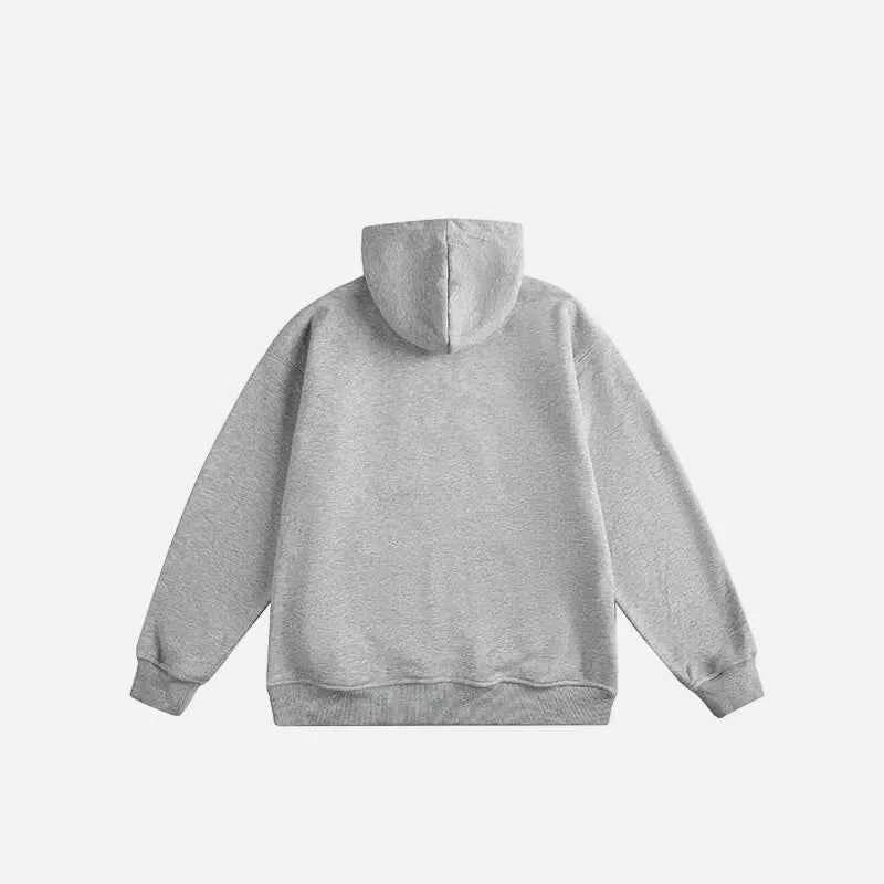 Heavyweight Letter Print Fleece Sporty Hoodie