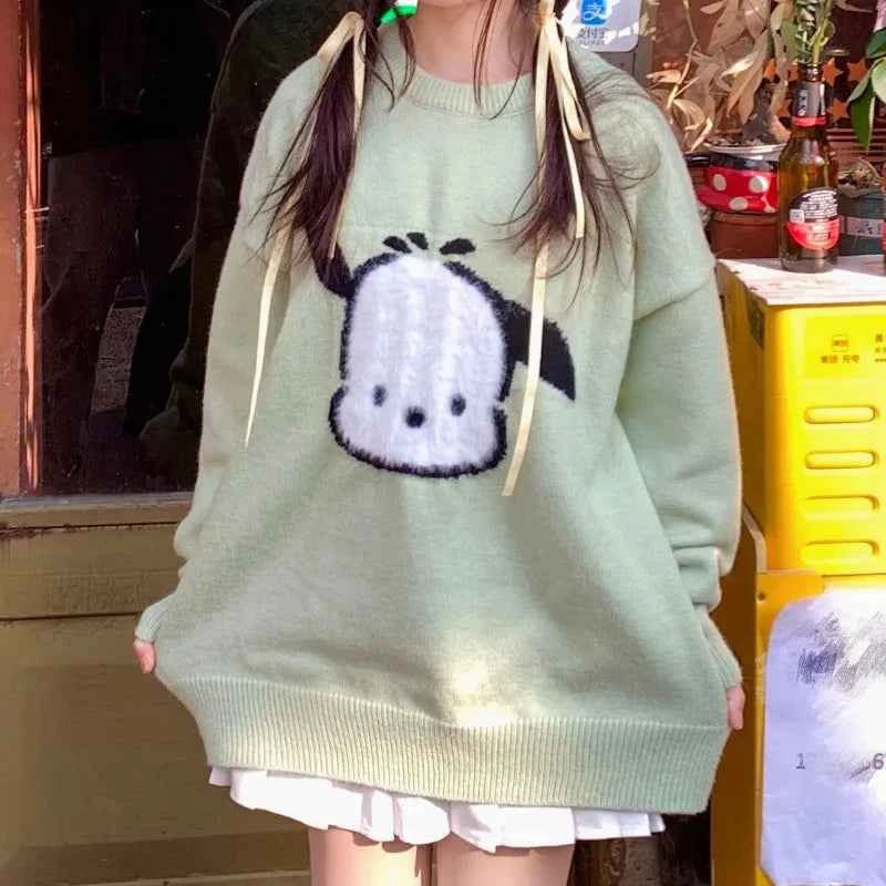 Sweet Light Green Knitted Casual Sweater