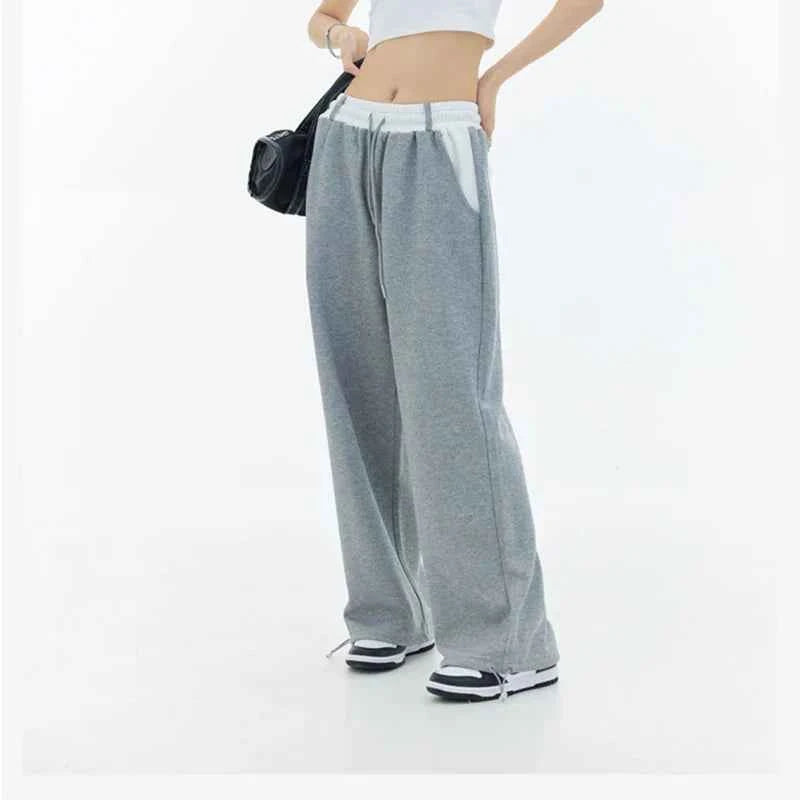 High Waist Patchwork Wide Leg Pants