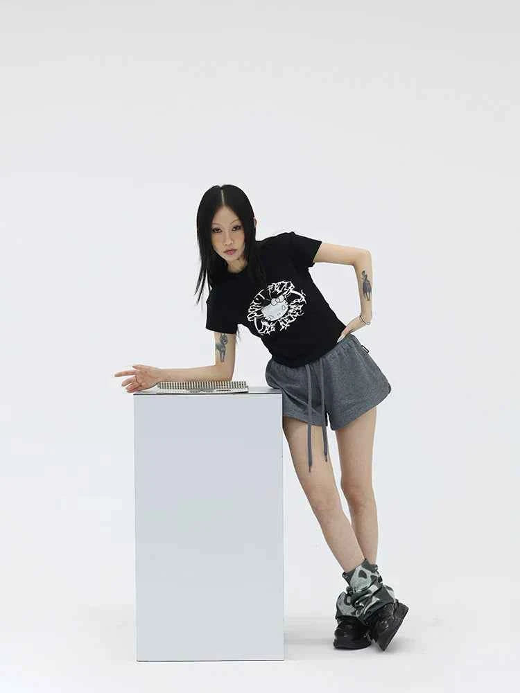 Grunge Cyber Anime Graphic Print T-Shirt